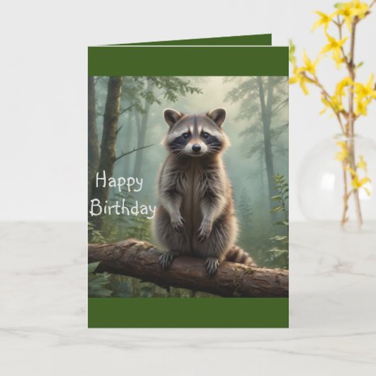 Raccoon im Wald Karte (Gelbe Blume)