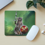 Raccoon im Weltraumschild Schwert Niedlich lustig Mousepad<br><div class="desc">Dieses Design wurde durch digitale Kunst erstellt und kann personalisiert werden, indem Sie auf den Knopf Anpassen klicken und die Farbe ändern, einen Namen, Initialen oder Ihre Lieblingssprache hinzufügen. Kontaktieren Sie mich unter colorflowcreations@gmail.com , wenn Sie dieses Design für ein anderes Produkt haben möchten. Kaufen Sie meine originale abstrakte Acrylmalerei...</div>