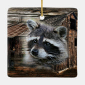 Raccoon in der alten Scheune Keramikornament (Rückseite)