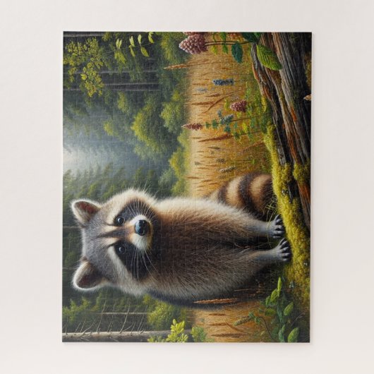 Raccoon in der Wald Natur Puzzle (Vertikal)