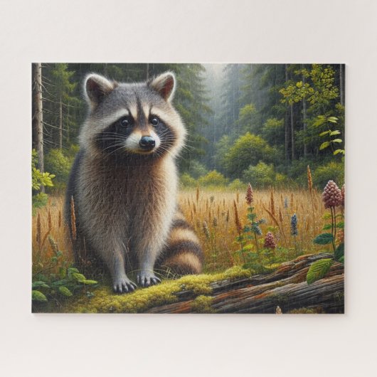 Raccoon in der Wald Natur Puzzle (Horizontal)