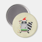 Raccoon in der Weihnachtsmannmütze in der Urlaubsa Magnet (Vorderseite/Rückseite)