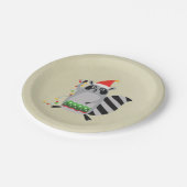 Raccoon in der Weihnachtsmannmütze in der Urlaubsa Pappteller (Schrägansicht)