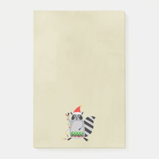 Raccoon in der Weihnachtsmannmütze in der Urlaubsa Post-it Klebezettel (Vorderseite)
