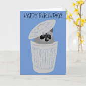 Raccoon in einem Garbage Can-Niedliche Geburtstag Karte (Gelbe Blume)