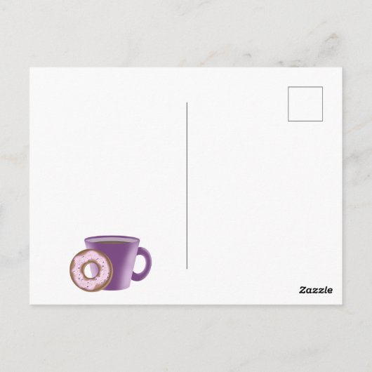 Raccoon in einem Hut mit einer Tasse Kaffee. Postkarte (Rückseite)