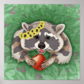 Raccoon in einem Kranz von Sonnenblumen Poster (Vorne)