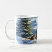 Raccoon in einem schneebedeckten Bergwald Kaffeetasse (Links)