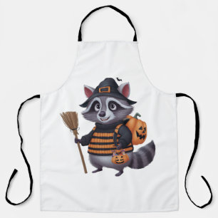 Raccoon in einem unheimlichen Halloween gekleidet Schürze