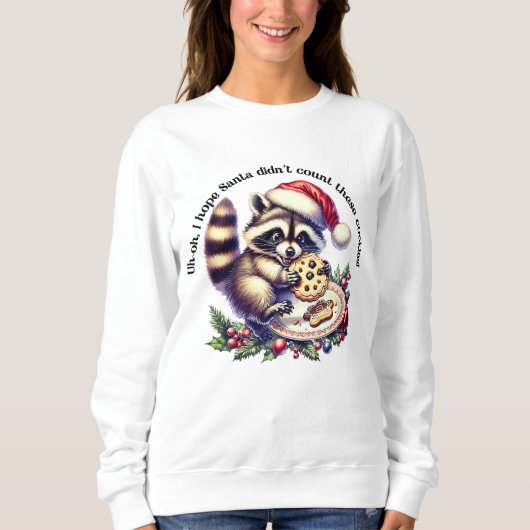 Raccoon in einer Weihnachtsmannmütze genießt zu We Sweatshirt (Vorderseite)