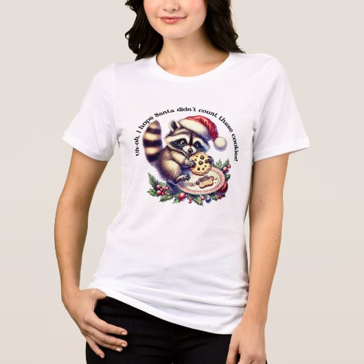 Raccoon in einer Weihnachtsmannmütze genießt zu We Tri-Blend Shirt (Vorderseite)