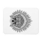 Raccoon in Featherkrieg Bonnet Doodle Magnet (Horizontal)