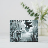 Raccoon in Forest Clearing Postcard Postkarte (Stehend Vorderseite)