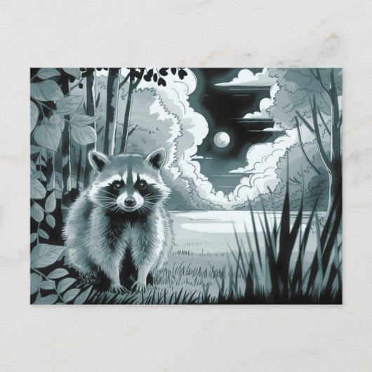 Raccoon in Forest Clearing Postcard Postkarte (Vorderseite)