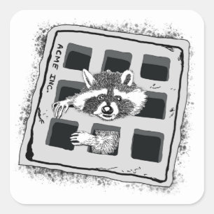 Raccoon in Grate Illustration stecken Quadratischer Aufkleber