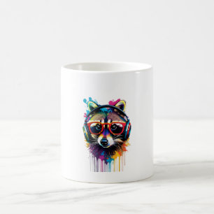 Raccoon in Kopfhörern und Brillen Kaffeetasse