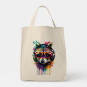 Raccoon in Kopfhörern und Brillen Tragetasche (Rückseite)