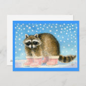 Raccoon in rosa Stiefel Postkarte (Vorne/Hinten)