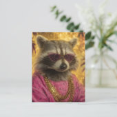 Raccoon in Sonnenbrillen und Goldketten Postkarte (Stehend Vorderseite)