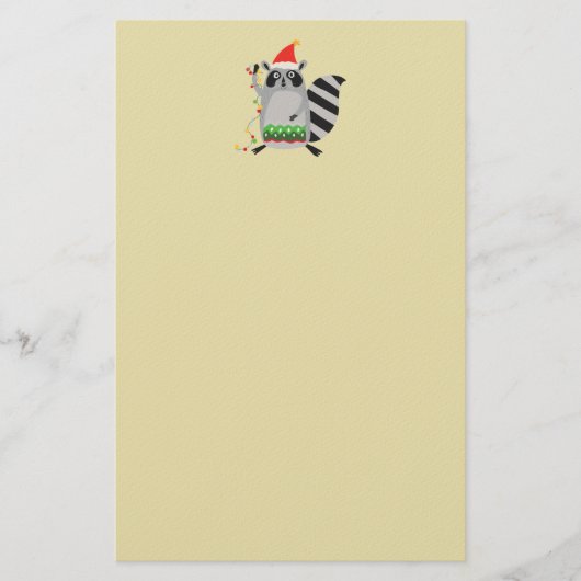 Raccoon in Weihnachtsmannmütze in Weihnachtsstimmu Briefpapier (Vorderseite)
