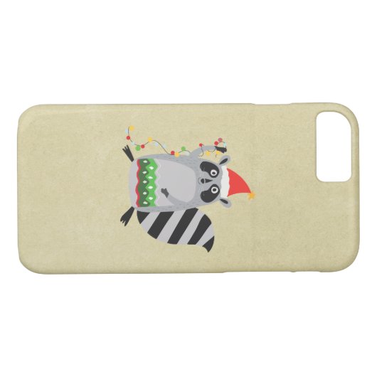 Raccoon in Weihnachtsmannmütze in Weihnachtsstimmu Case-Mate iPhone Hülle (Rückseite (Horizontal))