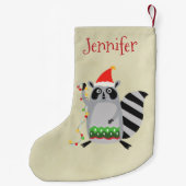 Raccoon in Weihnachtsmannmütze in Weihnachtsstimmu Kleiner Weihnachtsstrumpf (Rückseite)