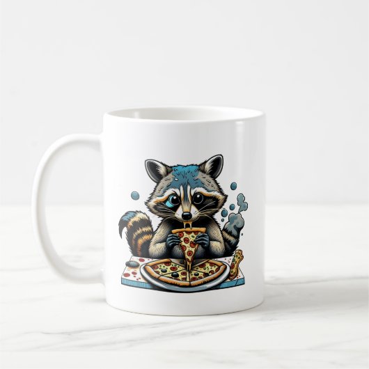 Raccoon isst Pizza Kaffeetasse (Links)