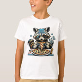 Raccoon isst Pizza T-Shirt (Vorderseite)