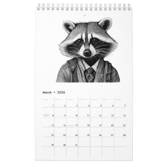 Raccoon Kalender (Mär 2026)