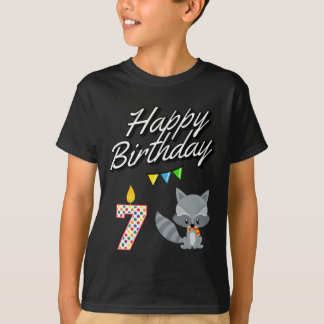 Raccoon Kawaii 7 Jahre alt Geburtstag T-Shirt