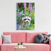 Raccoon Kit unter den Blume Leinwand drucken. (Insitu (Wohnzimmer))