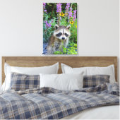 Raccoon Kit unter den Blume Leinwand drucken. (Insitu (Schlafzimmer))