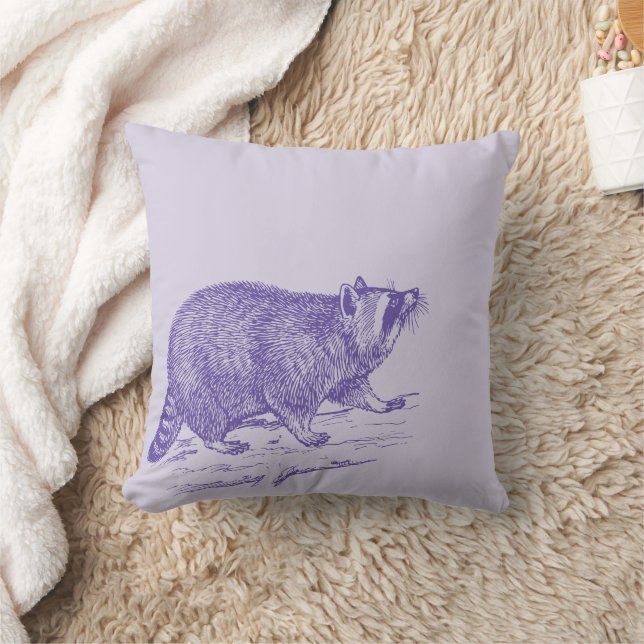 Raccoon Lila Throw Kissen (Decke)