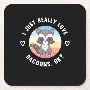 Raccoon Lover I Just Echte Liebe Raccoons Rechteckiger Pappuntersetzer