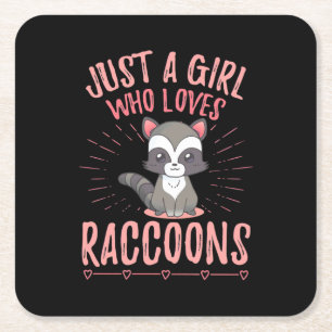 Raccoon Lover Just A Girl Lieben Raccoon Rechteckiger Pappuntersetzer