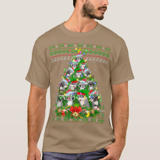 Raccoon Lover Xmas Lights Ugly Raccoon Weihnachten T-Shirt