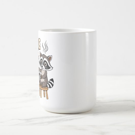 Raccoon lustiger Morgen mit Kaffeetasse (Mittel)