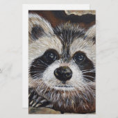 Raccoon-Malerei Briefpapier (Vorne/Hinten)