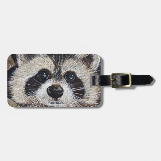 Raccoon-Malerei Gepäckanhänger (Vorderseite horizontal)