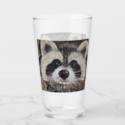 Raccoon-Malerei Glas (Vorderseite)