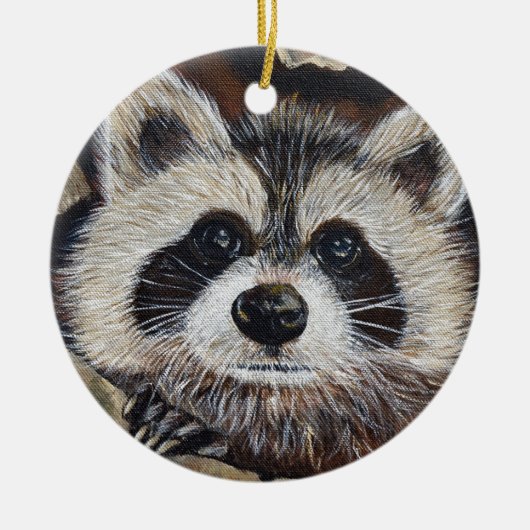 Raccoon-Malerei Keramikornament (Vorne)