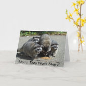 Raccoon Mama & Babys Karte (Gelbe Blume)
