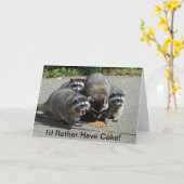 Raccoon-Mama u. Junge eine Karte (Gelbe Blume)