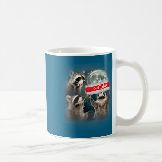 Raccoon Meme 3 Racoons Howling At Moon Funny Weird Kaffeetasse (Rechts)