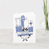 Raccoon mit Geschenken Karte (Vorderseite)