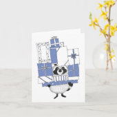 Raccoon mit Geschenken Karte (Gelbe Blume)