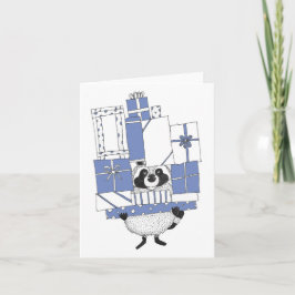 Raccoon mit Geschenken Karte