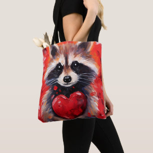Raccoon mit Herz-Valentinstag Tasche
