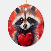 Raccoon mit Herzen Keramik Ornament (Links)