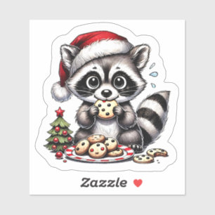 Raccoon mit Keksen von Weihnachtsbaum Aufkleber